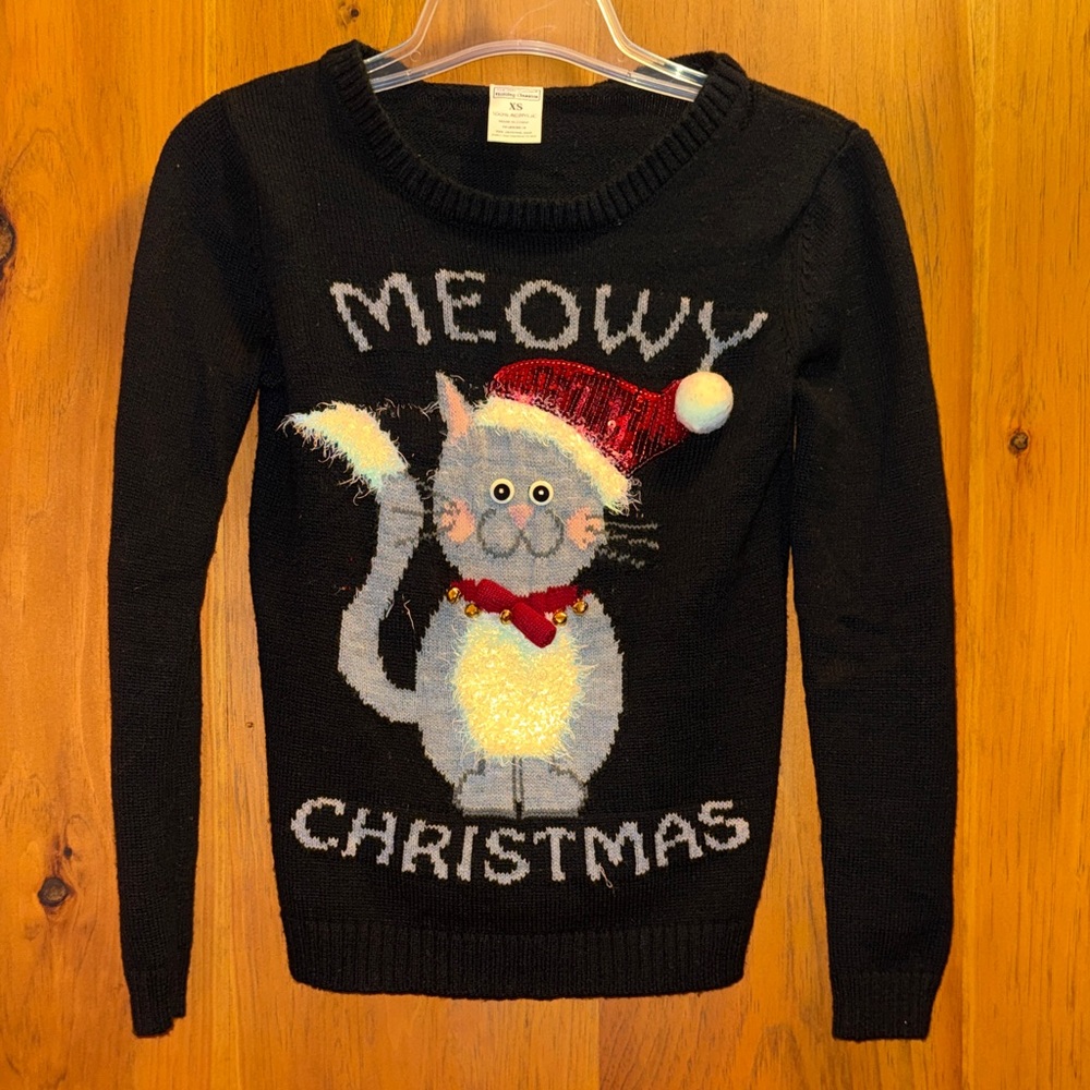 New York Laundry Black Meowy Christmas Sweater
